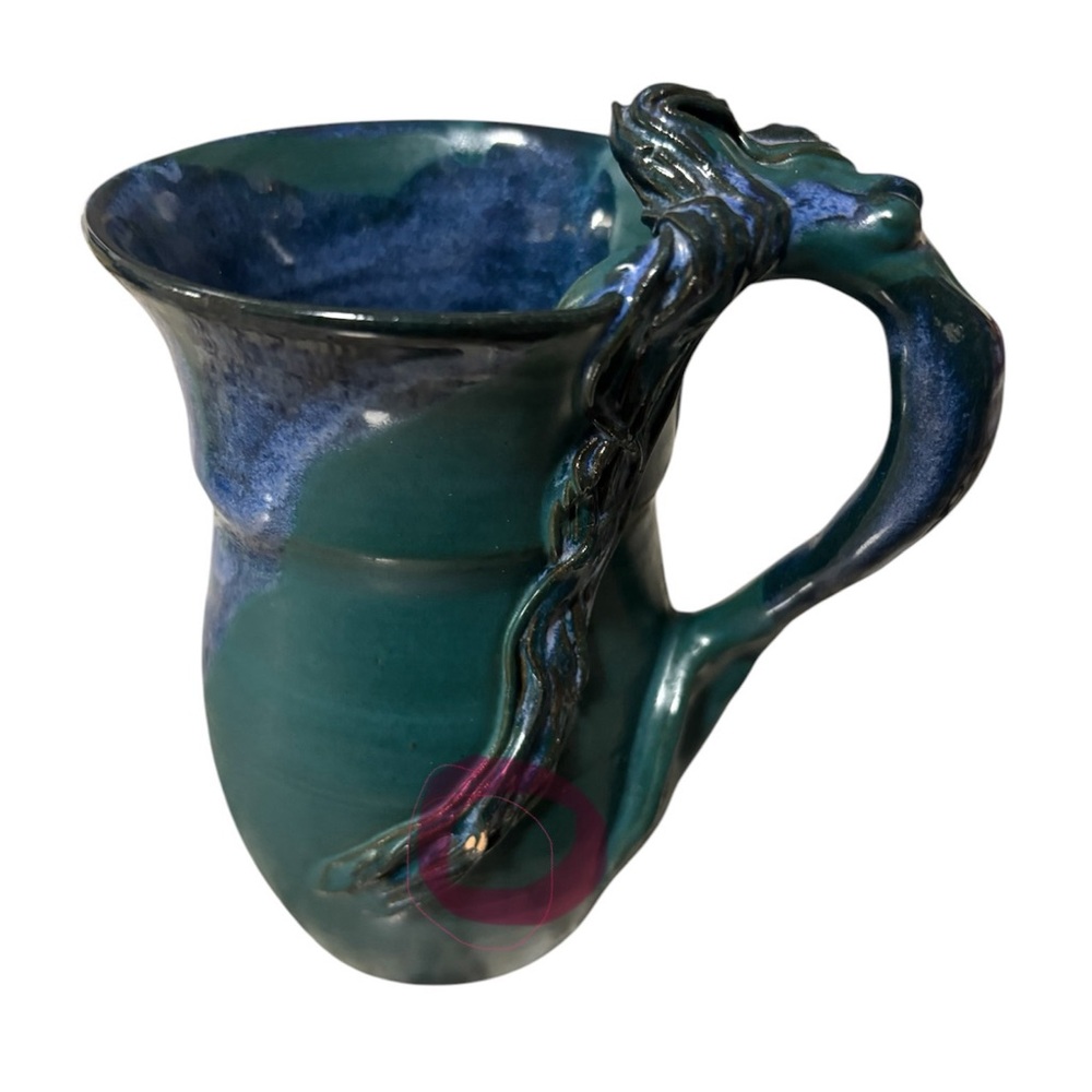 Handcrafted Ceramic Mermaid Mug with Blue and Green Glaze